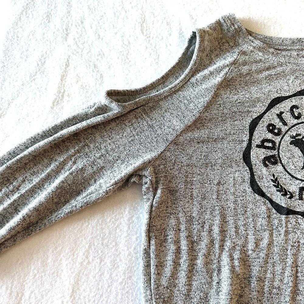 ABERCROMBIE Kids Girls 15/16 MOOSE Cold Shoulder Sequin Heather Gray Top Shirt‎ - Picture 3 of 8